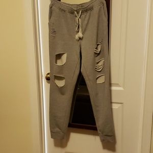 Distressed sweat pants